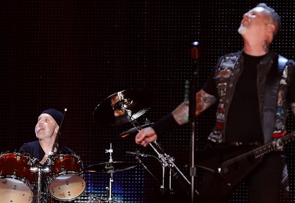 Metallica drummer Lars Ulrich during a performance at US Bank Stadium.