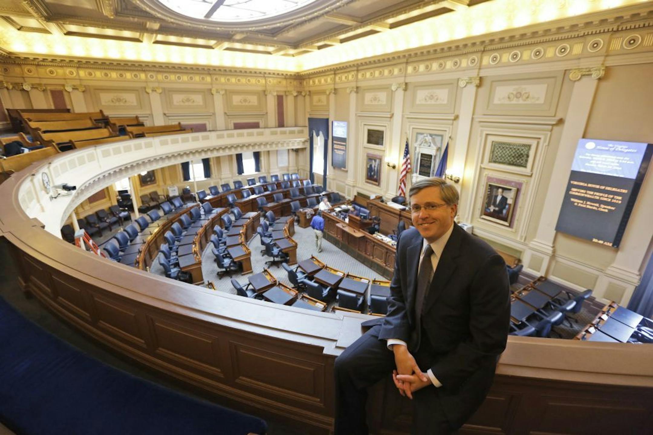 Chris Jankowski, architect of the GOP's gerrymandering effort in Virginia, poses in the Gallery of the Virginia House of Delegates at the Capitol in Richmond, Va.