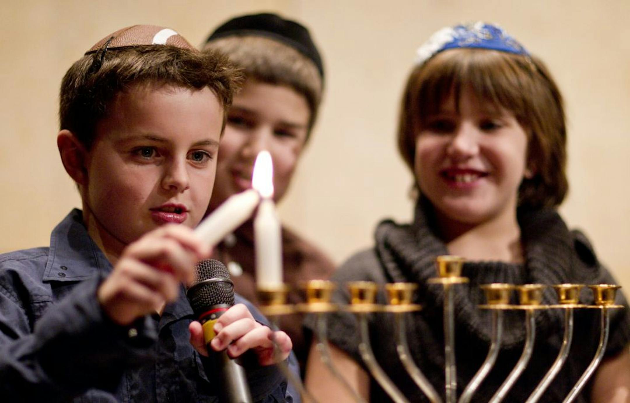 2011: Menorah lighting at Adath Jeshurun Synagogue in Minnetonka.