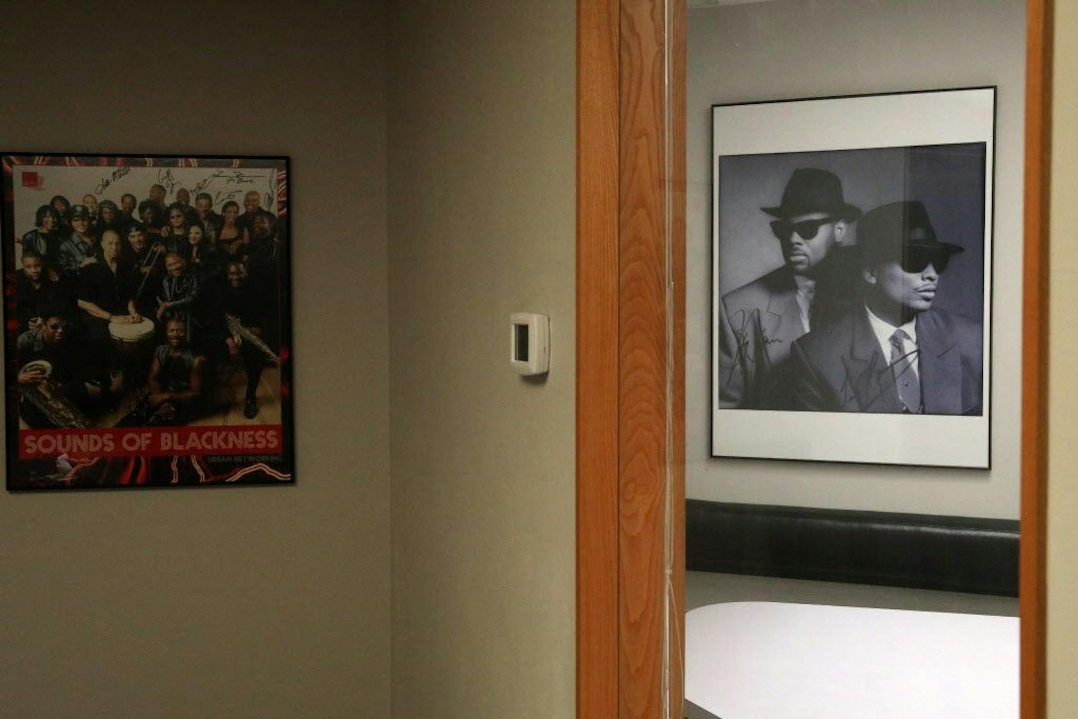 Photos adorned the walls in the former Flyte Tyme Studios.