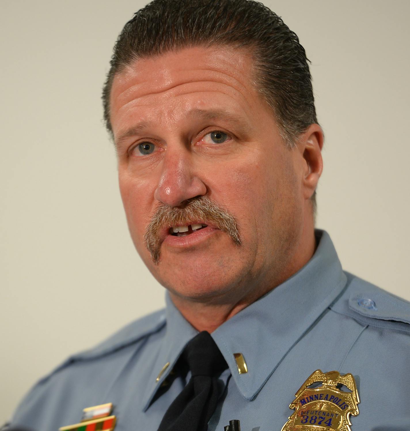 Minneapolis Police Union President Bob Kroll addressed the media Wednesday following the announcement that the two police officers involved in the shooting of Jamar Clark won't face charges. ] (AARON LAVINSKY/STAR TRIBUNE) aaron.lavinsky@startribune.com Minneapolis Police Union President Bob Kroll addressed the media Wednesday, March 30, 2016 at the Minneapolis Police Union Headquarters in Minneapolis, Minn.