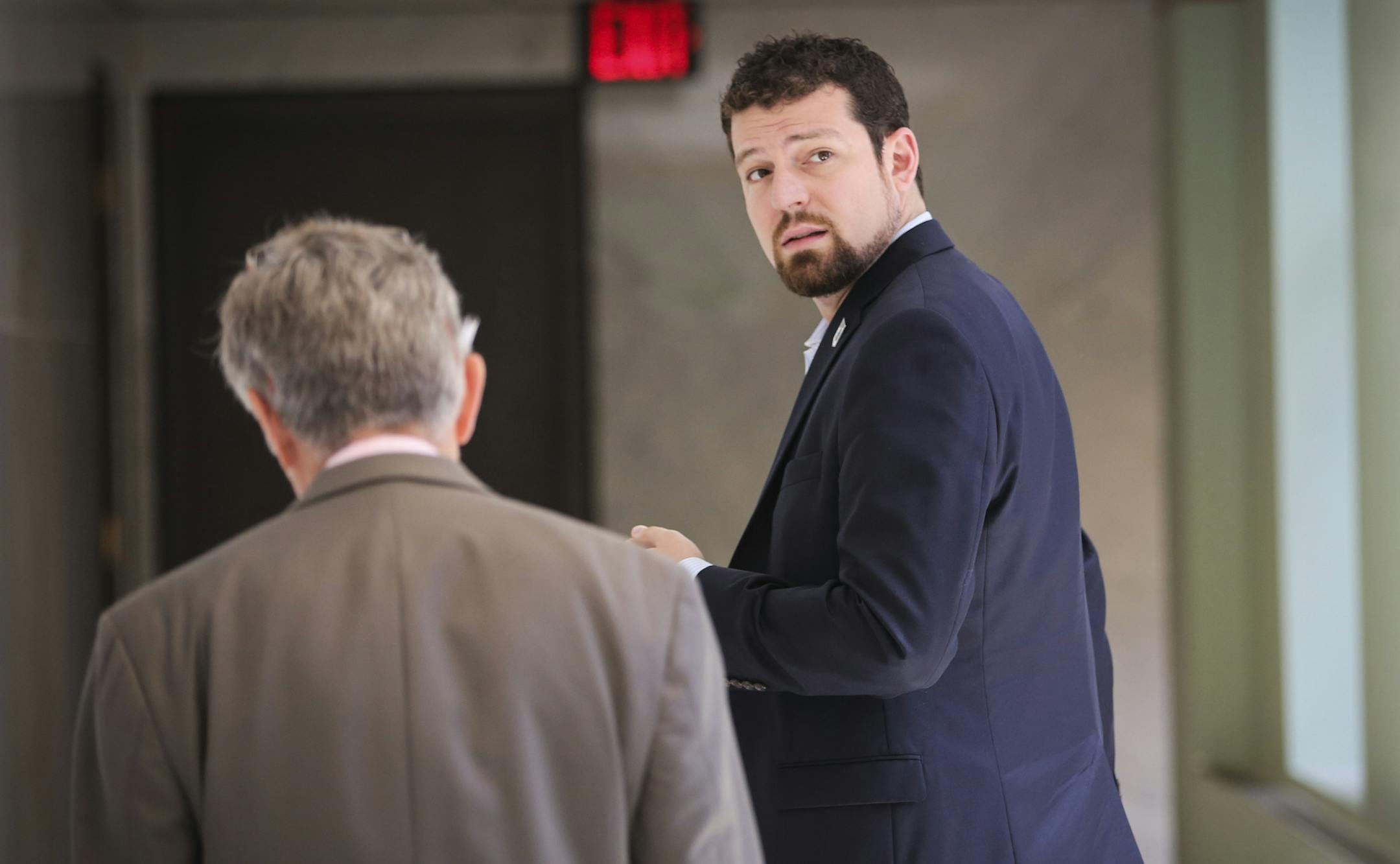 President of Minnesota United FC Nick Rogers walked through the halls of City Hall as he joined Minneapolis city leaders Friday for their first "working group" meeting regarding an MLS stadium near downtown on Friday, July 17, 2015, at City Hall in Minneapolis, Minn. ] RENEE JONES SCHNEIDER &#x2022; reneejones@startribune.com