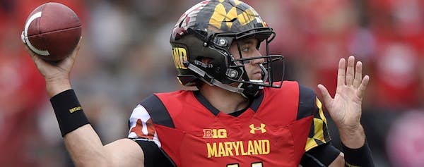Maryland quarterback Perry Hills (11) throws a pass during the first half of an NCAA college football game against Howard, Saturday, Sept. 3, 2016, in