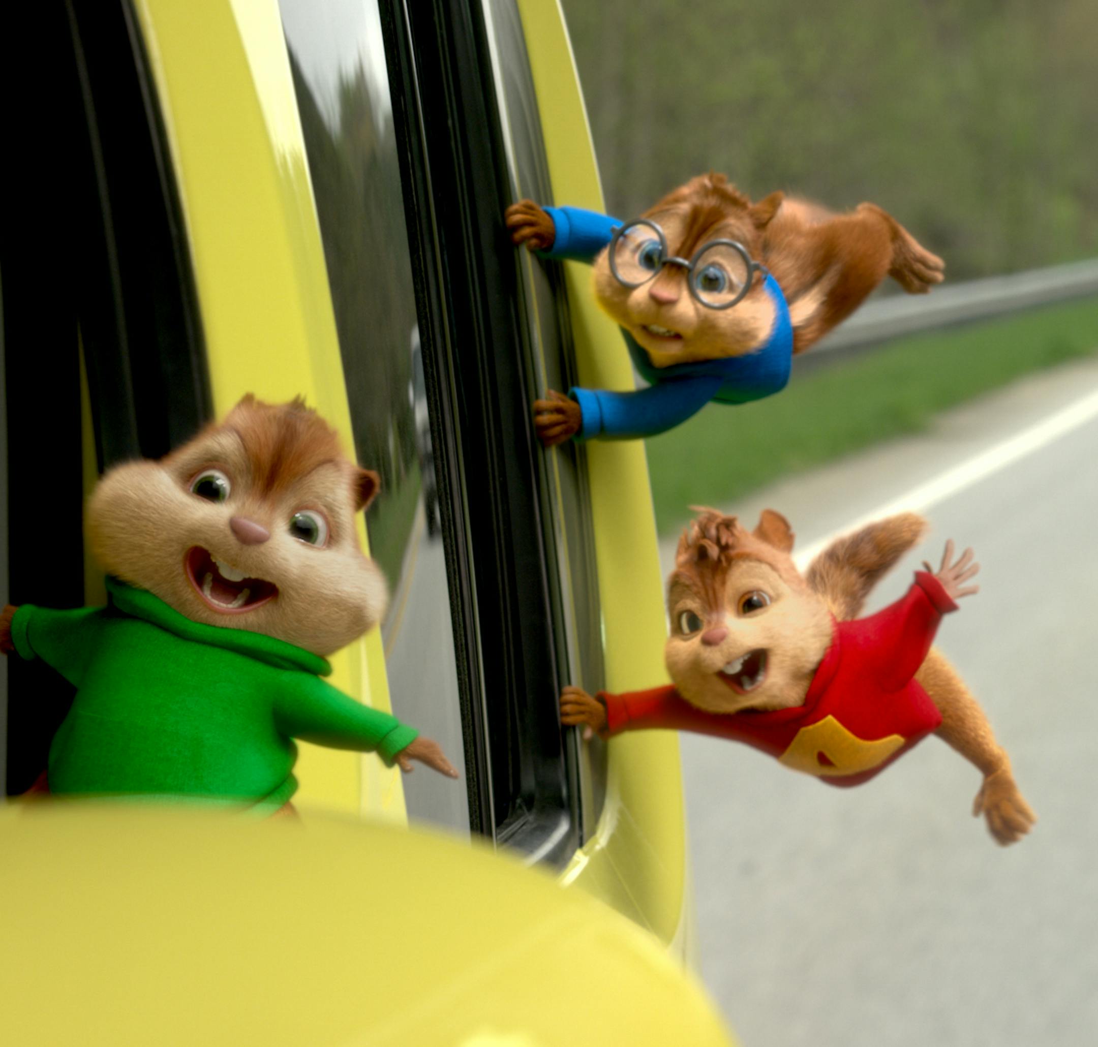This photo provided by courtesy of Twentieth Century Fox shows, Theodore, Alvin, and Simon on a wild &#xec;road chip&#xee; in "Alvin and the Chipmunks: The Road Chip." The animated movie opens in U.S. theaters on Dec. 18, 2015. (Twentieth Century Fox via AP)