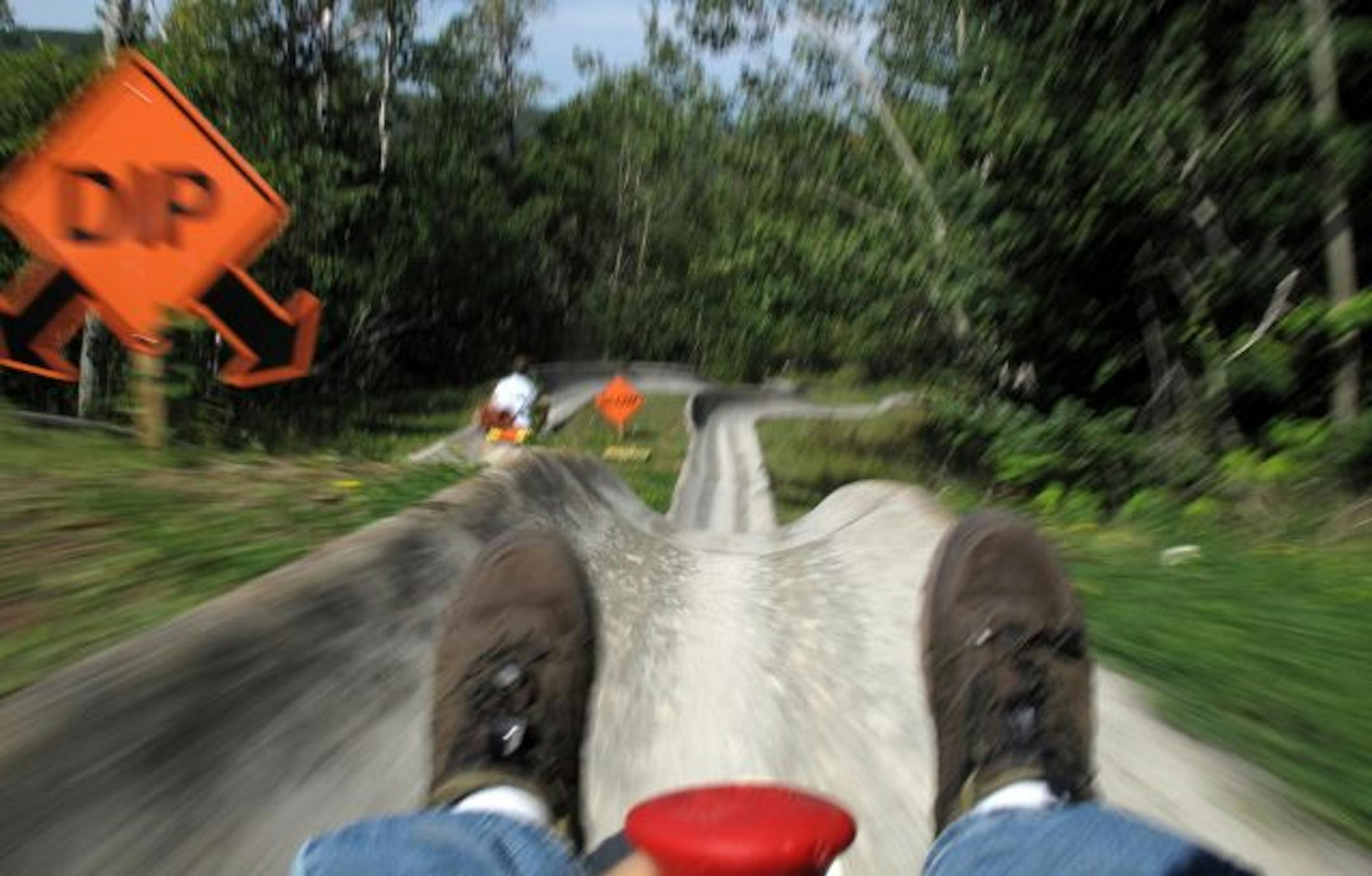 During the summer Lutsen Mountain Ski Resort becomes an alpine slide. The mountain is across the road from the utsen Lodge and Resort.