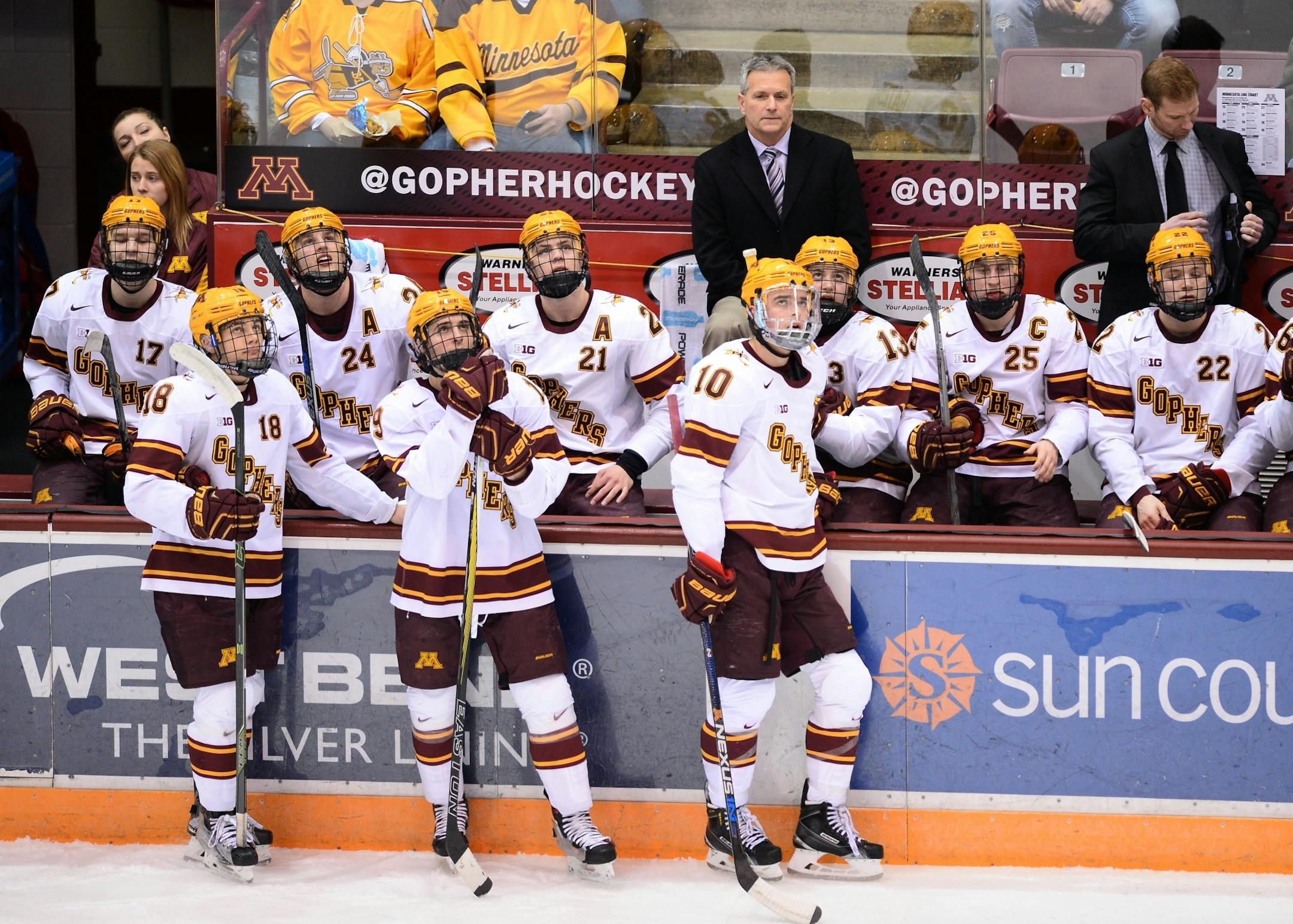 The Minnesota Golden Gophers hockey team watched a replay of a Penn State goal that was ultimately called back due to interference in the first period Friday night.