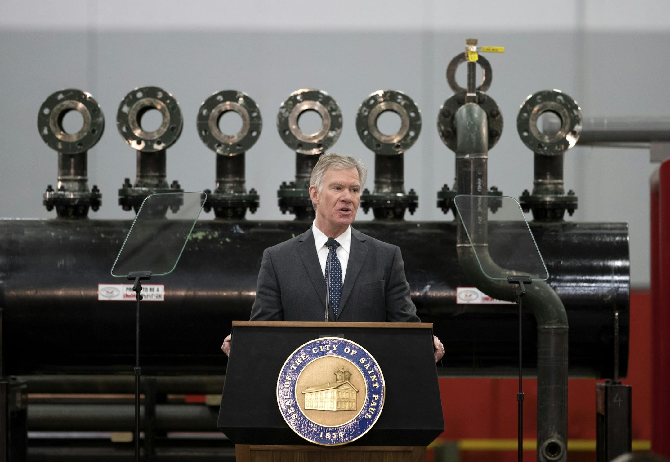 St. Paul Mayor Chris Coleman gave his final state of the city address at the Steamfitters Pipefitters Local 455Wednesday March 29, 2017 in St. Paul, MN.