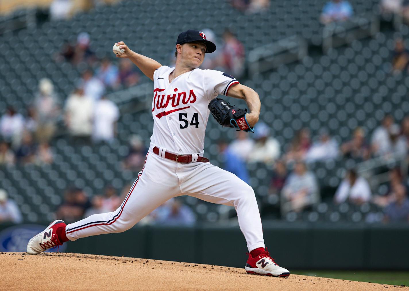 Minnesota Twins starting pitcher Sonny Gray throws during the first inning of the team's baseball game against the Detroit Tigers on Thursday, June 15, 2023, in Minneapolis. (AP Photo/Bailey Hillesheim)