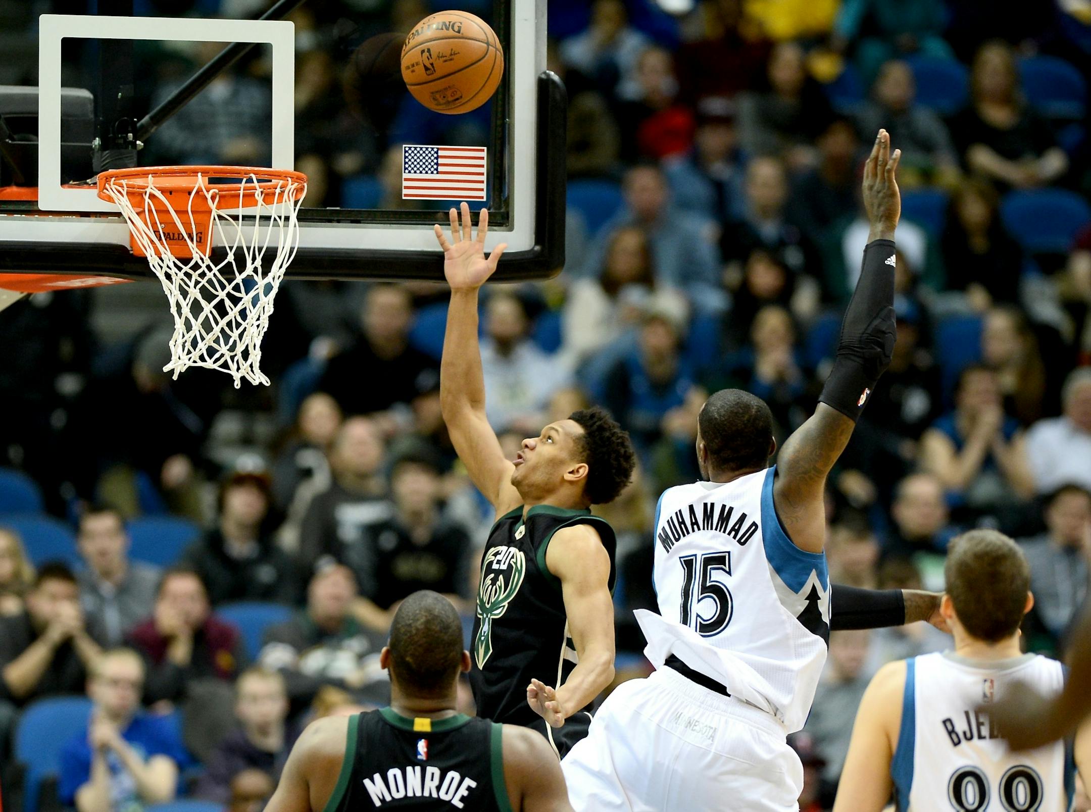 Milwaukee Bucks guard Rashad Vaughn (20) scored against the Wolves last year.