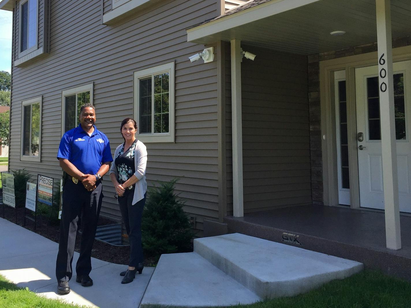 St. Cloud Police Chief William Blair Anderson and Lt. Lori Ellering outside the city's new "community outpost" located in a new residential house. It will house some police officers, ambulance workers, CentraCare Health and Stearns County Social Services.