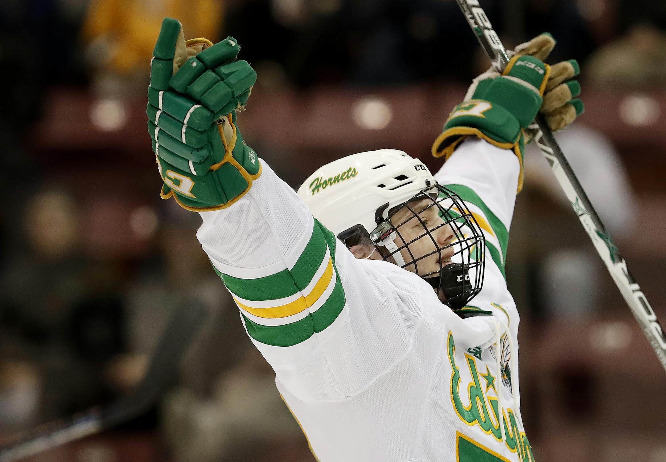 Ben Brinkman of Edina celebrated after a goal during the Section 6AA tournament in March.
