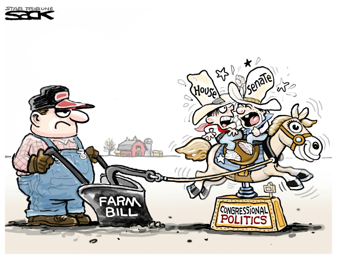 Steve Sack editorial cartoon for Sept. 30, 2012. Topic: U.S. House GOP leaders' refusal to vote on farm bill.