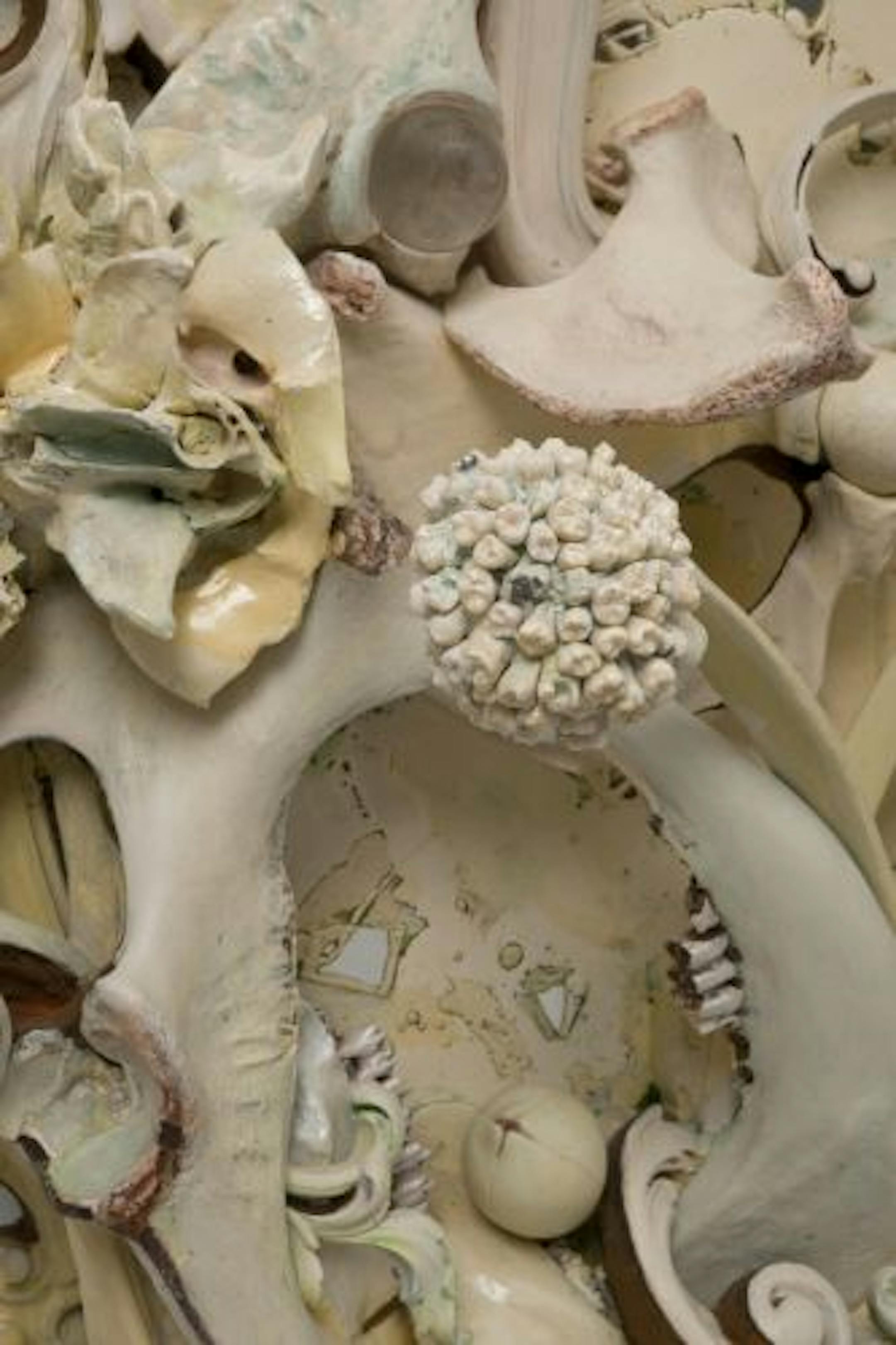 Detail from "Hydrangea," a mixed media piece by Judy Onofrio