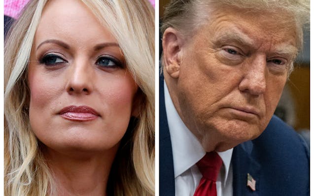 Stormy Daniels and Donald Trump, in file photos.