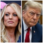 Stormy Daniels and Donald Trump, in file photos.