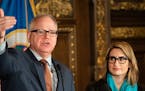 Governor Tim Walz and Lieutenant Governor Flanagan held a press conference to announce major energy and climate policy initiatives. ] GLEN STUBBE &#x2
