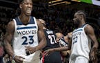 Jimmy Butler reacted after being fouled in the fourth quarter. ] CARLOS GONZALEZ &#xef; cgonzalez@startribune.com - ATTN _ THIS WAS NOT THE LAST FOUL 