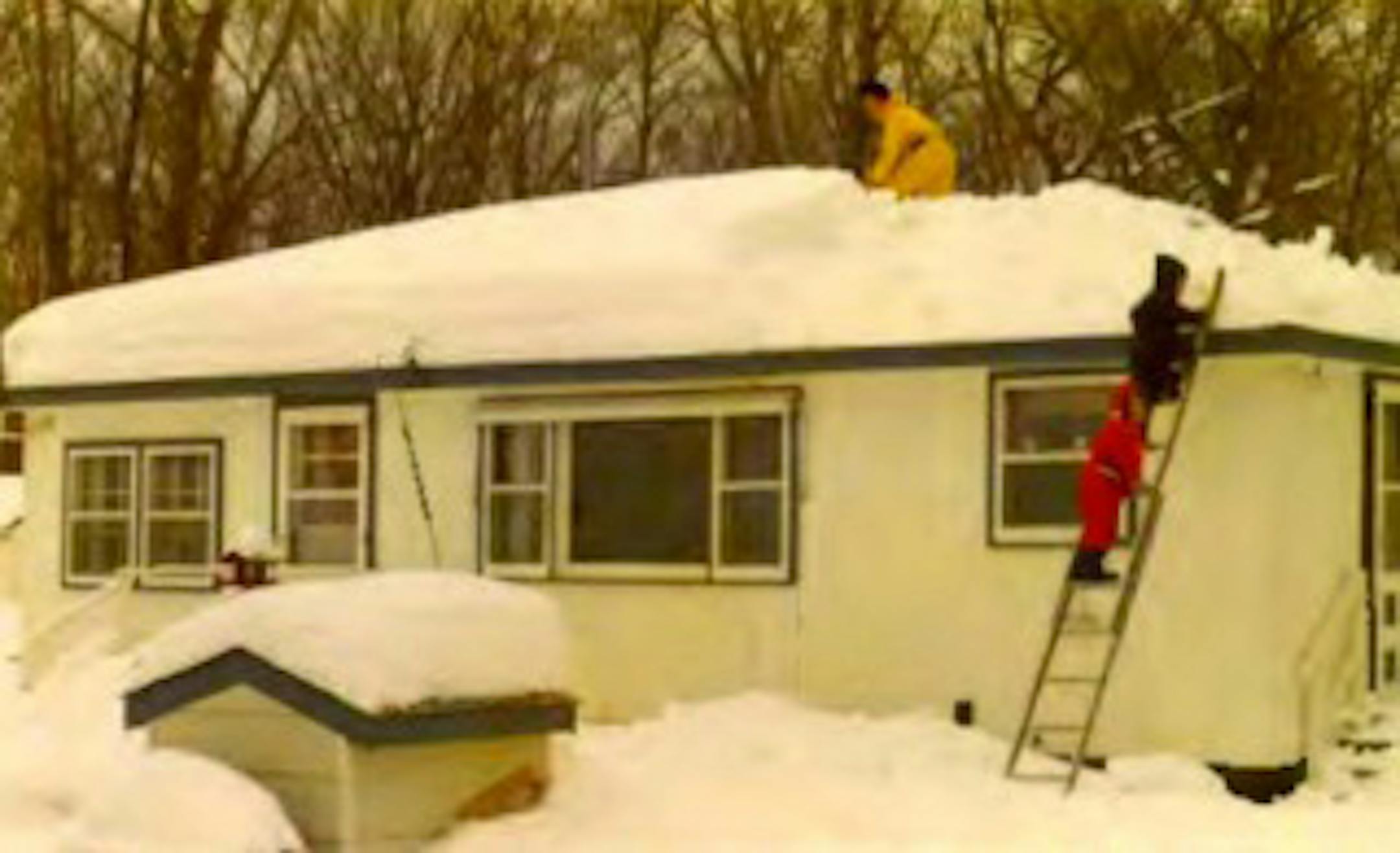 Coskran shoveled snow from the cabin's roof in 1975, when the property was first renovated.