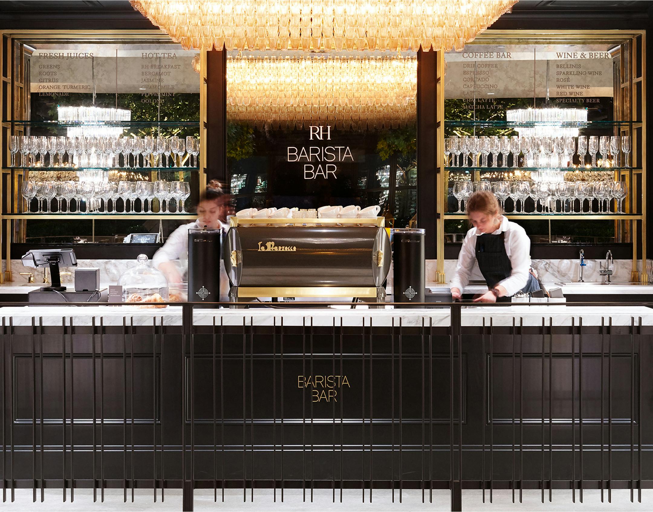 Provided The barista bar at Restoration Hardware's rooftop restaurant.