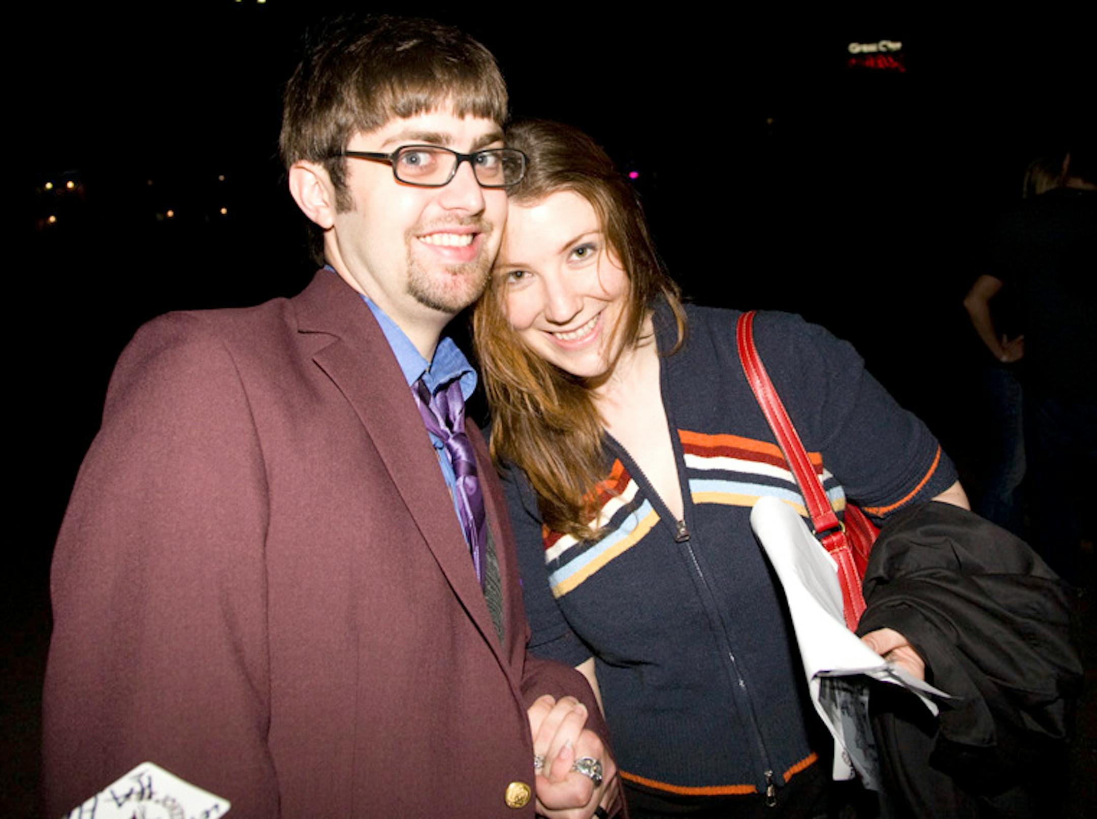 Dan Miller, 23, of Bloomington had been dropping clues to girlfriend Johanna Paron, 26, for weeks before his proposal before the Thursday midnight showing of "The Dark Knight" at the Great Clips IMAX Theatre in Apple Valley.