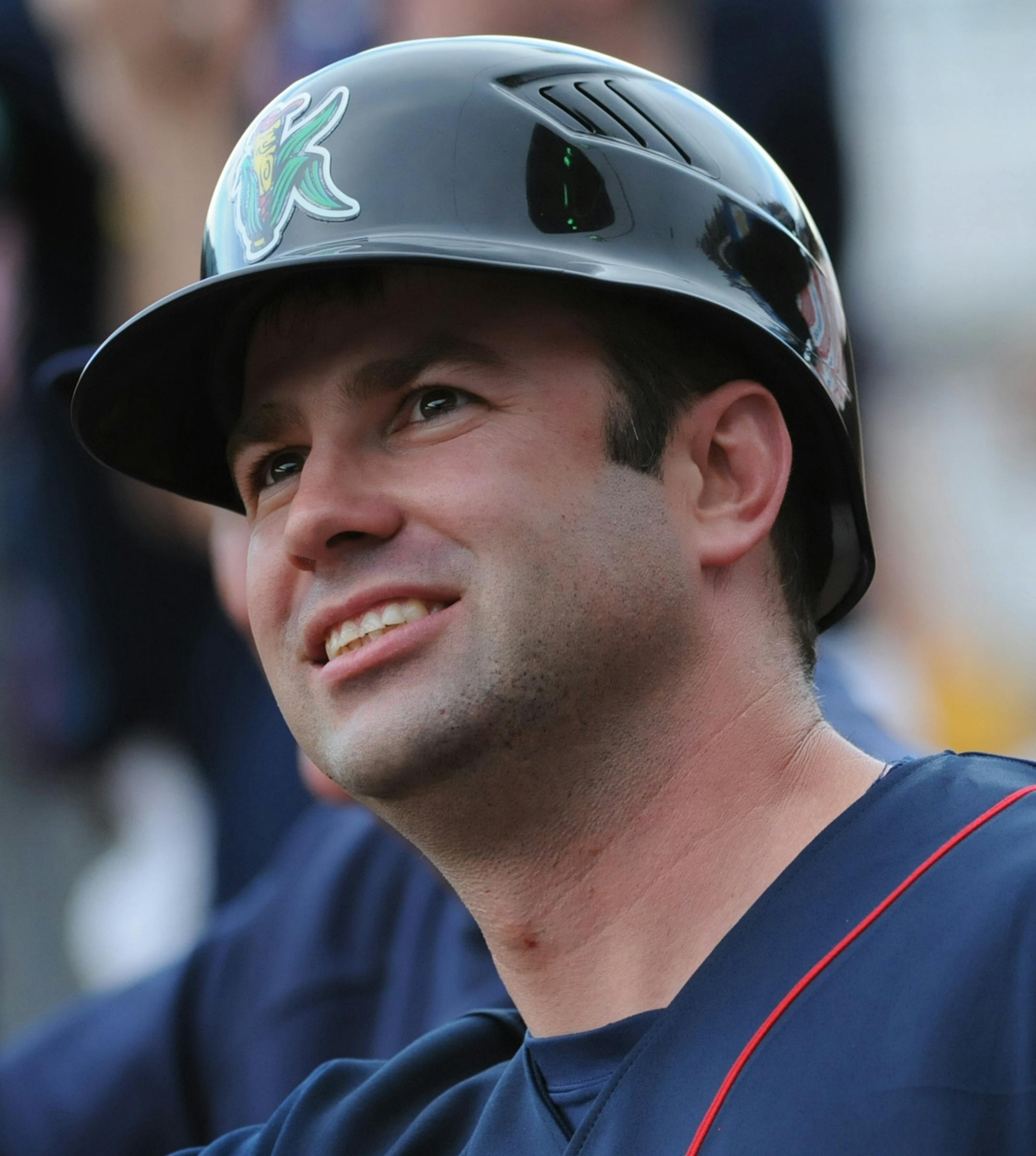 The Kernels snapped a six-game losing streak defeating the Clinton LumberKings at Perfect Game Field at Veterans Memorial Stadium on Tuesday night May 28,2013. Jake Mauer Manager of the Cedar Rapids Kernels also doubles as third base coach.] Richard.Sennott@startribune.com Richard Sennott/Star Tribune. , Cedar Rapids Iowa Tuesday 5/28/13) ** (cq) ORG XMIT: MIN1305300831220383