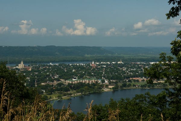 Lake Winona is in the foreground with the Mississippi River in the background.