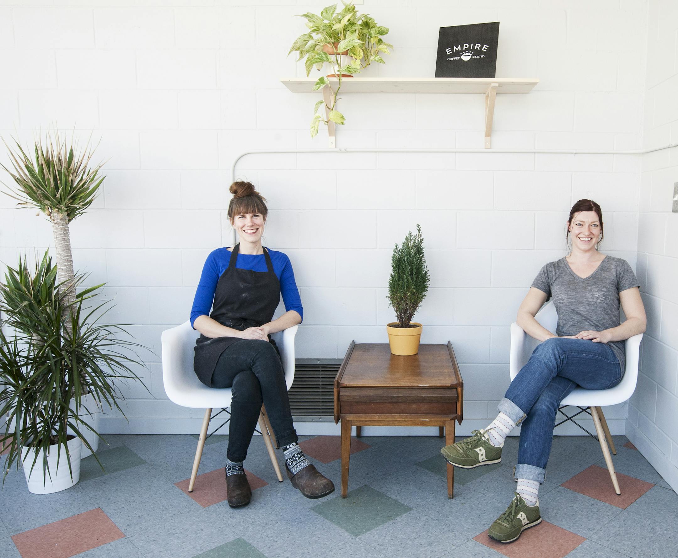 Co-owners and sisters Amy Kelsch, left, and Chrissy Kelsch at Empire Coffee and Pastry in Minneapolis January 31, 2014. Amy is the pastry chef. (Courtney Perry)