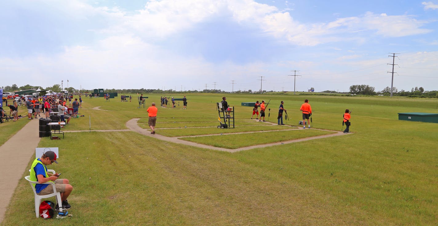 About 1,000 Minnesota prep trapshooters gathered in Alexandria, Minn., on Thursday, one day of nine days of competition during which more than 1 million clay targets will be thrown. The event is the largest trapshoot in the world.