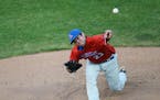 Armstrong's Jordan Kuznia pitched in the bottom of the first inning Friday evening in St. Paul. ] RACHEL WOOLF ï rachel.woolf@startribune.com Armstro
