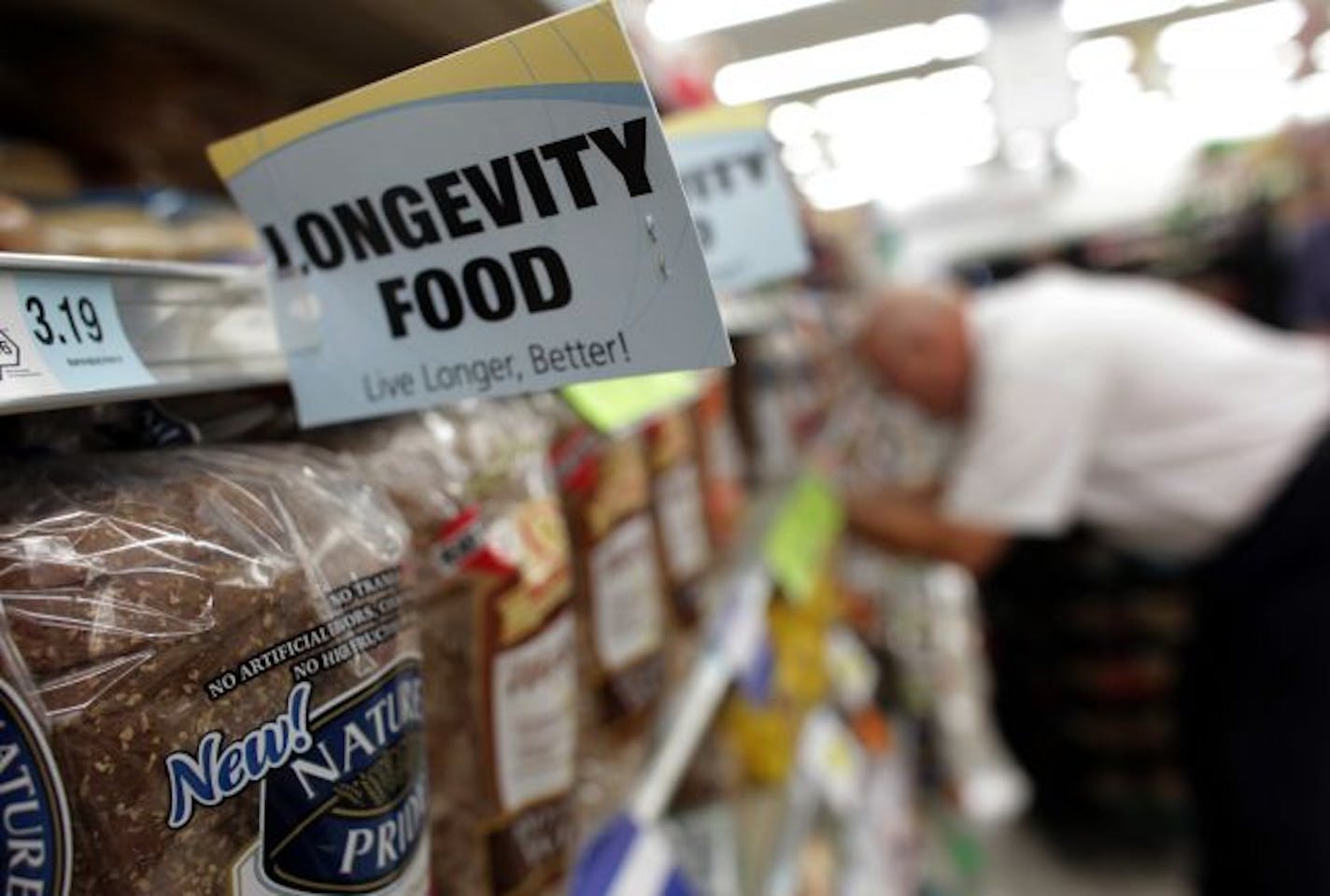 The Hy Vee grocery store marked healthy options with signs as a part of the Blue Zone project.