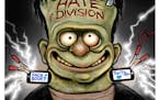 Sack cartoon: Hate and division