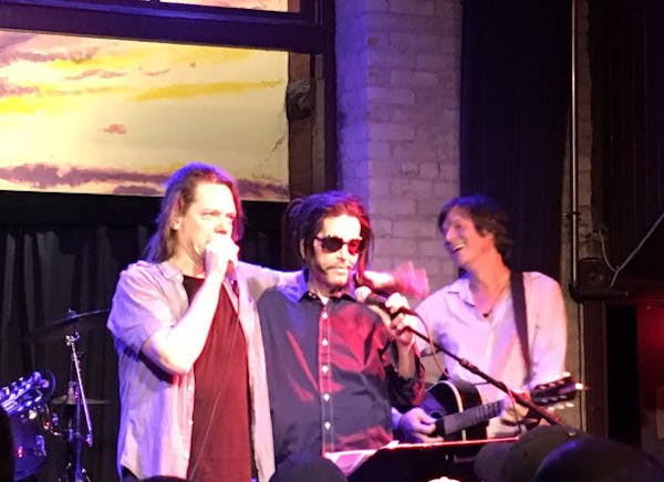 Grant Hart, middle, joined by Dave Pirner and Kraig Johnson at the Hook & Ladder.