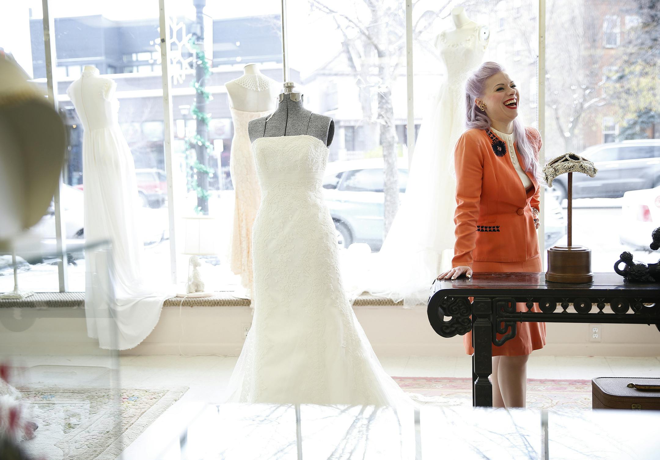Owner Nikolina Erickson-Gunther at Andrea's Vintage Bridal in Minneapolis. ] LEILA NAVIDI leila.navidi@startribune.com / BACKGROUND INFORMATION: Monday, November 17, 2014.