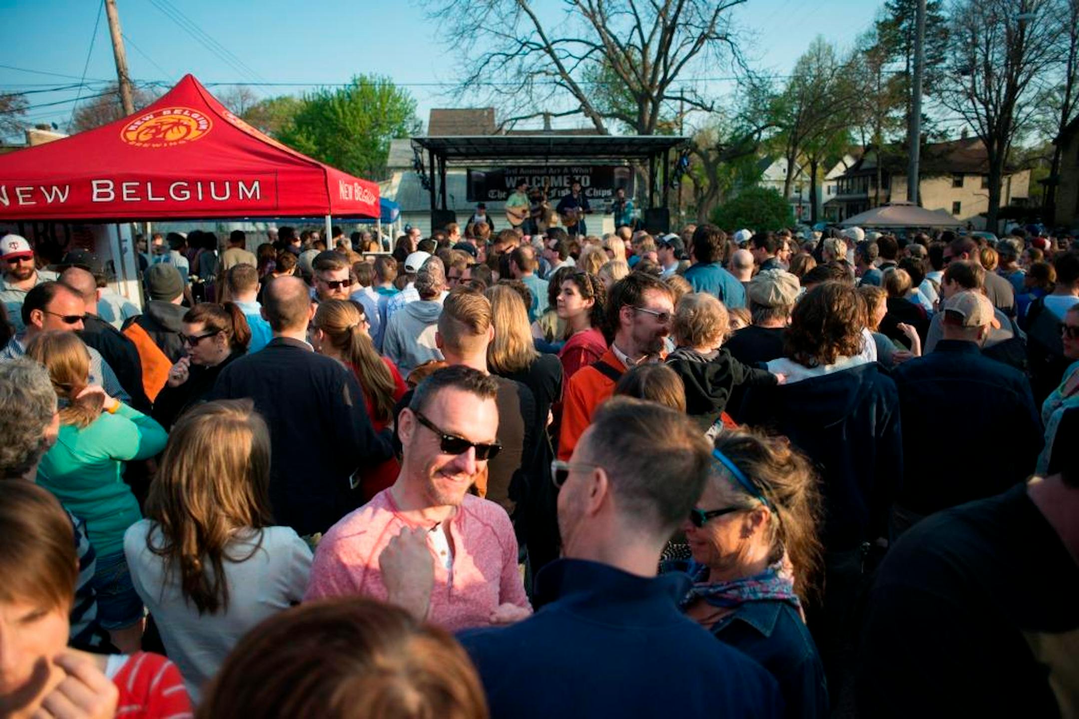 Music fans (and art lovers) waited for the next band outside Anchor Fish & Chips in northeast Minneapolis during Art-a-Whirl 2014.