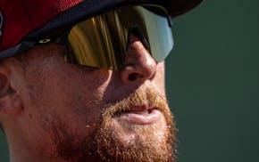 Christian Vázquez got ready for a workout last week at Twins training camp in Fort Myers, Fla. The veteran catcher is looking to rebound after a slug