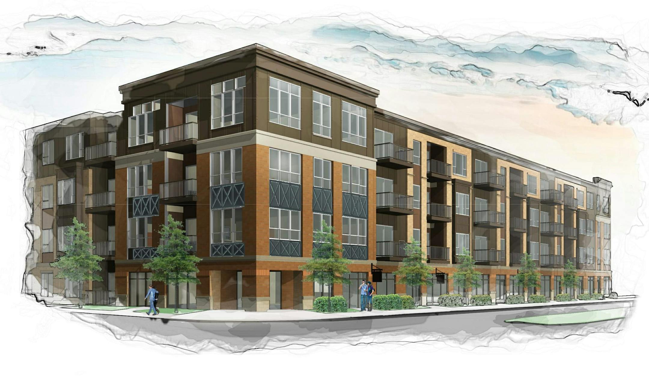 A rendering of the apartment complex that sparked the lawsuit.