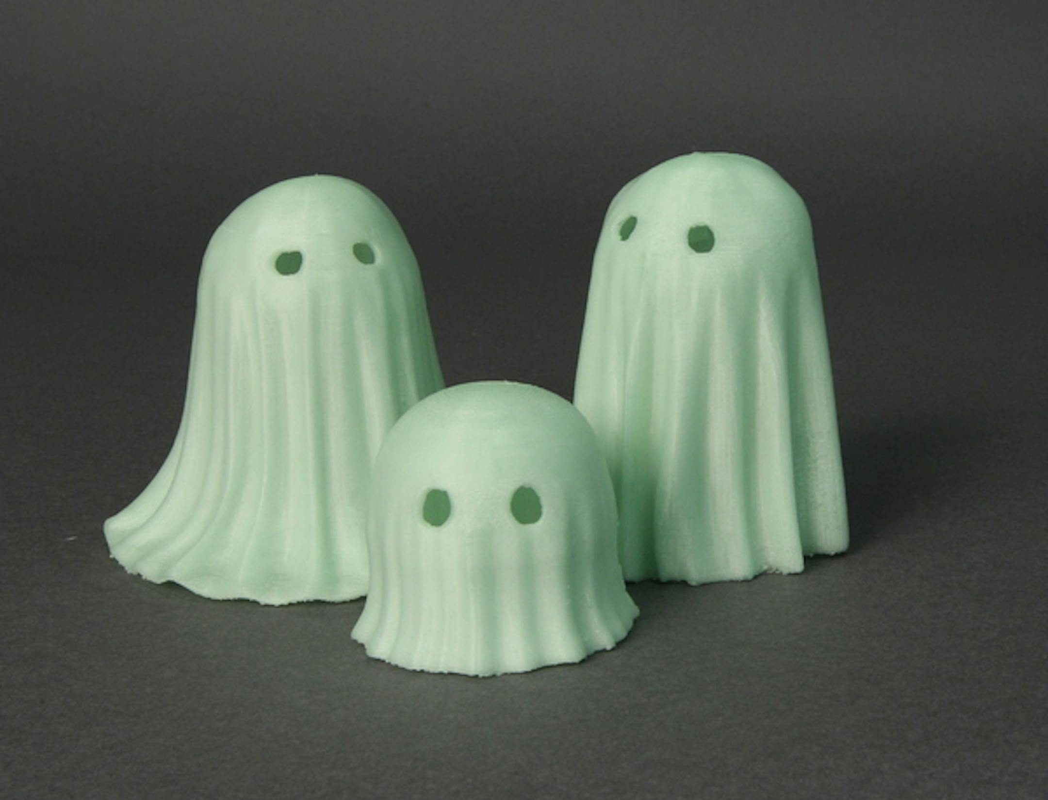 Stratasys Ltd.this month introduced new glow-in-the-dark plastics that can be 3-D printed into ghosts and goblins and trolls, just in time for Halloween. Credit: Stratasys.