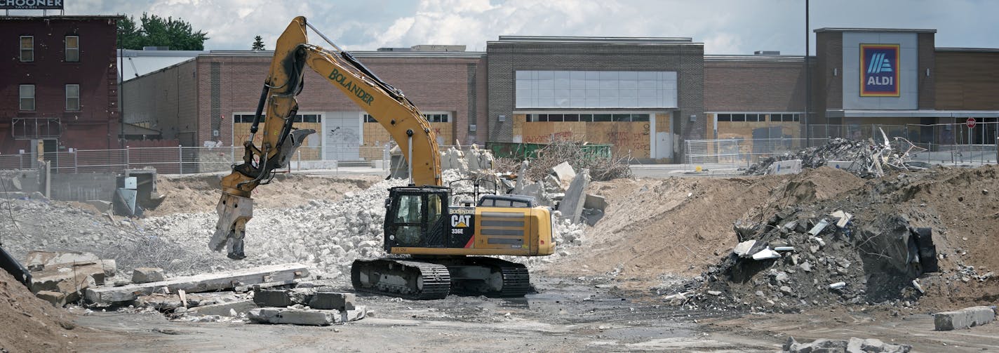 Demolition crews cleared the site of the 198-unit apartment building that was under construction before it was burned to the ground at 26th Ave and 29th Street during the protests after George Floyd's death at the hands of Minneapolis police.