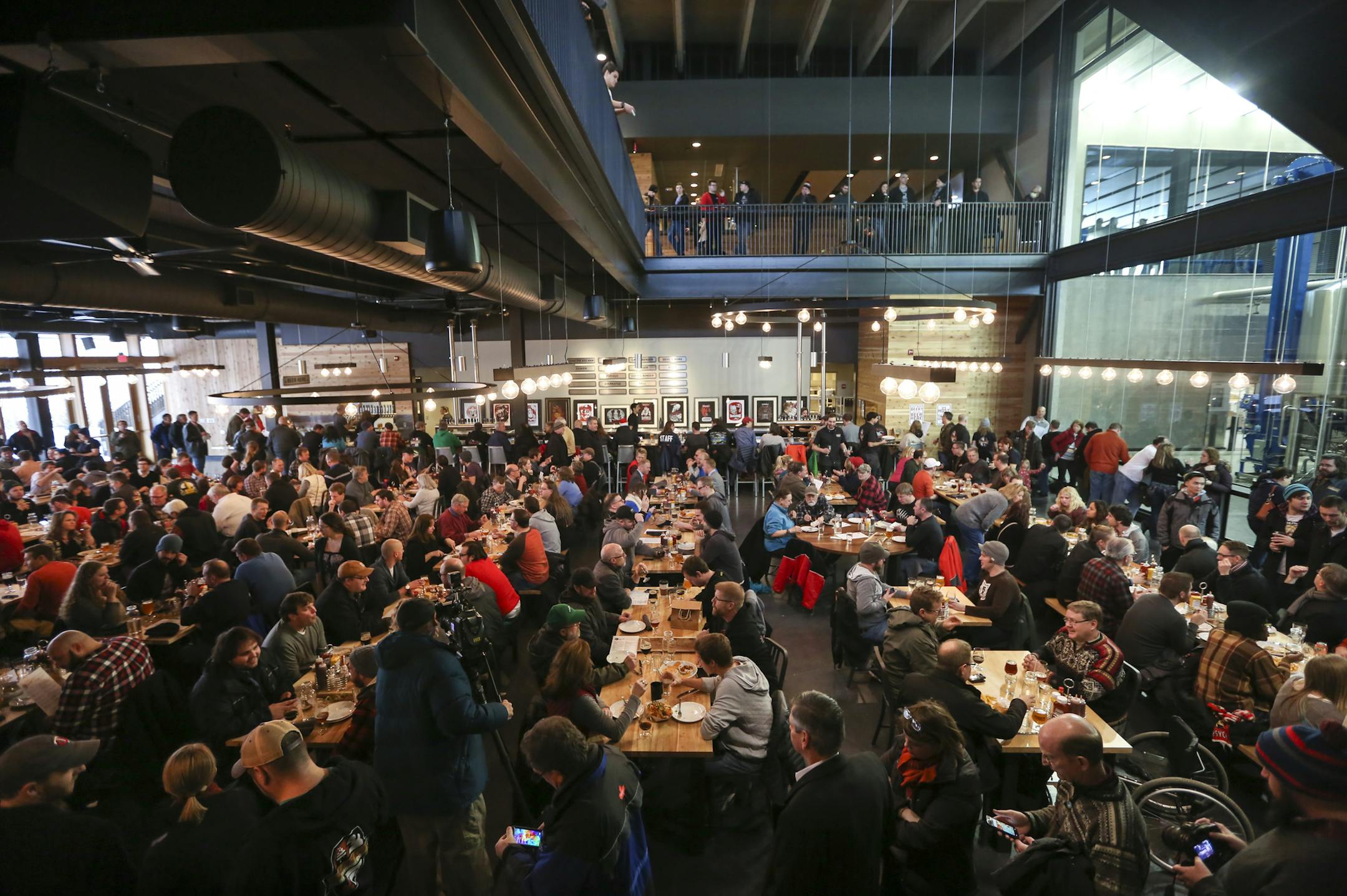 A large crowd at the Surly brew-pub tap room public grand opening in Minneapolis, Minn. on Friday, December 19, 2014. ] RENÉE JONES SCHNEIDER reneejones@startribune.com