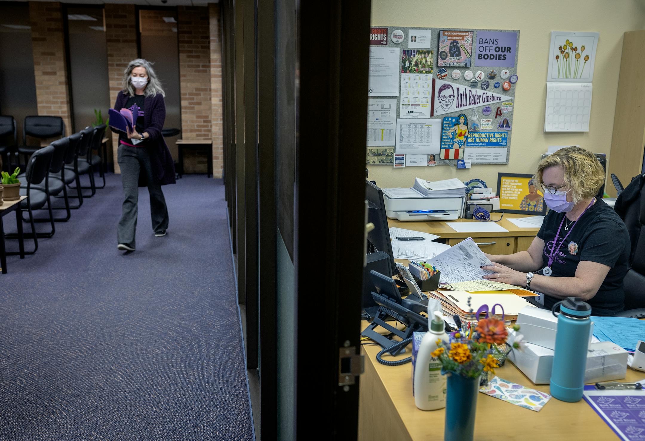 Red River Women's Clinic Director Tammi Kromenaker, right, worked in Moorhead, Minn.