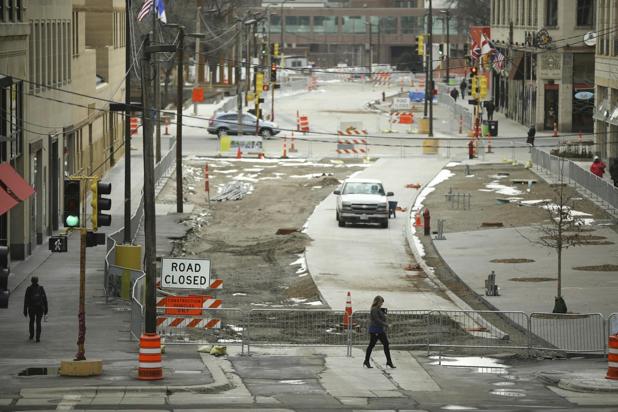 Ongoing construction work on the 1000 block of the Nicollet Mall Wednesday afternoon.