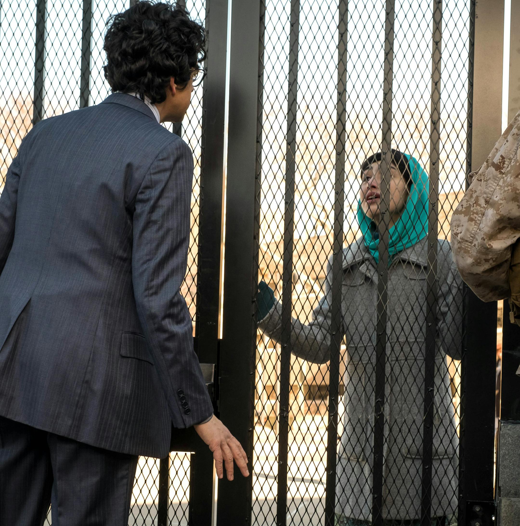 "Between the Seats" -- Elizabeth visits the Middle East to finalize a deal to bring U.S. troops home, but complications arise when a local woman\'s life is threatened by rumors of a romance with one of Elizabeth\'s staffers. Also, Henry provides relationship advice to Elizabeth\'s brother, Will (Eric Stoltz), on MADAM SECRETARY, Sunday, March 3 (10:00-11:00 PM, ET/PT) on the CBS Television Network.Pictured (L-R) Geoffrey Arend as Matt Mahoney and Alexa Mansour as Farhana Nabi Photo: Jeff Neumann