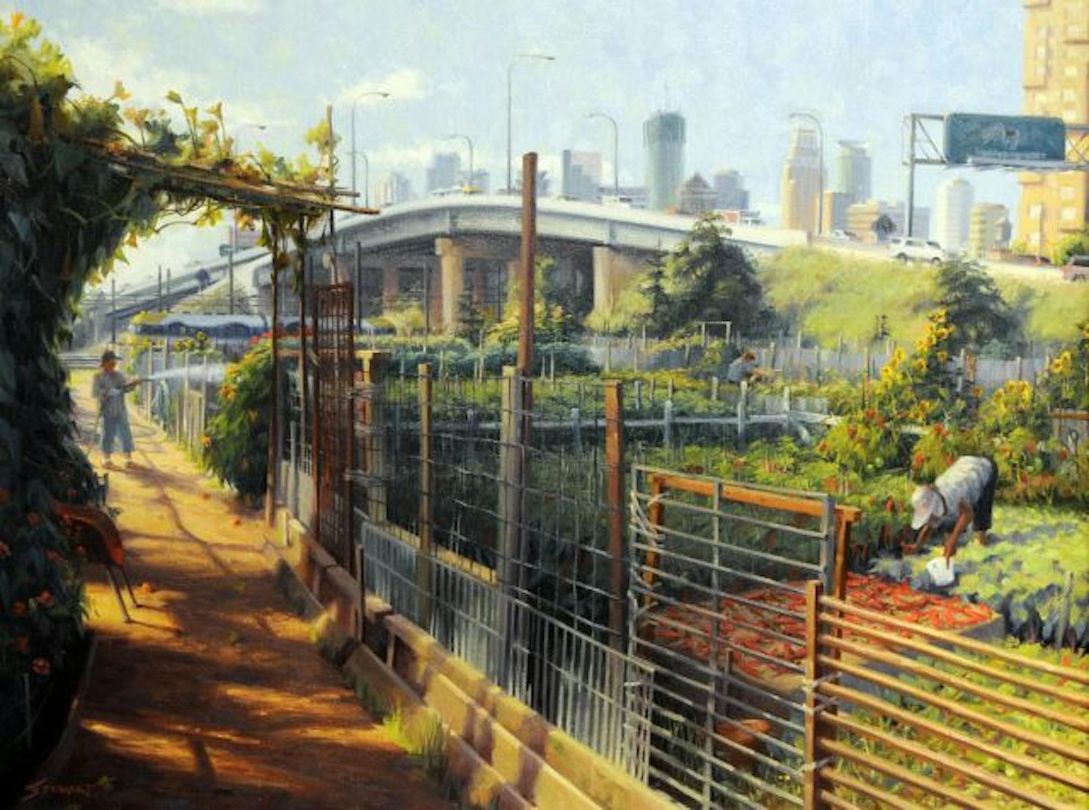 In "The Peace Gardens," Brian Stewart of St. Paul captures the summer heat haze in urban gardens near Interstate 94.