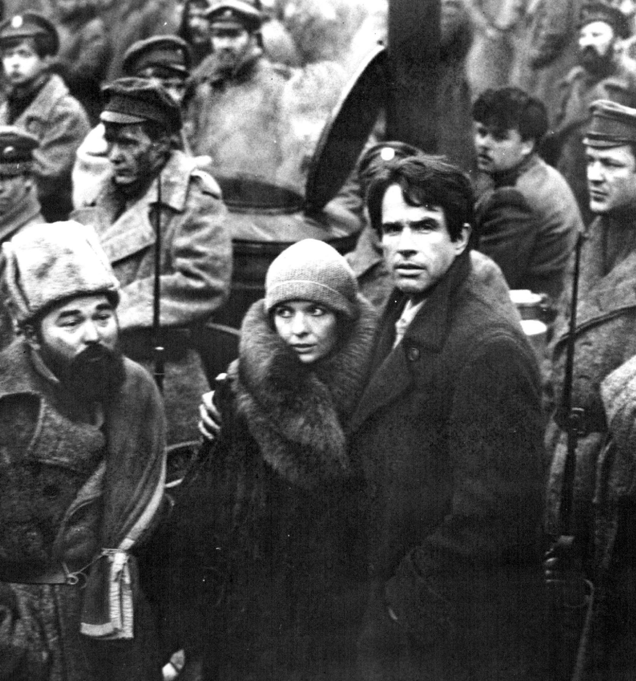 July 1985 Louise Bryant (Diane Keaton) and John Reed (Warren Beatty) interview soldiers at the u sian border in Paramount Pictures' "Reds." The motion picture was produced and directed by Warren Beatty, and written by Warren Beatty and Trevor Griffiths. Dan Weaks, Paramount