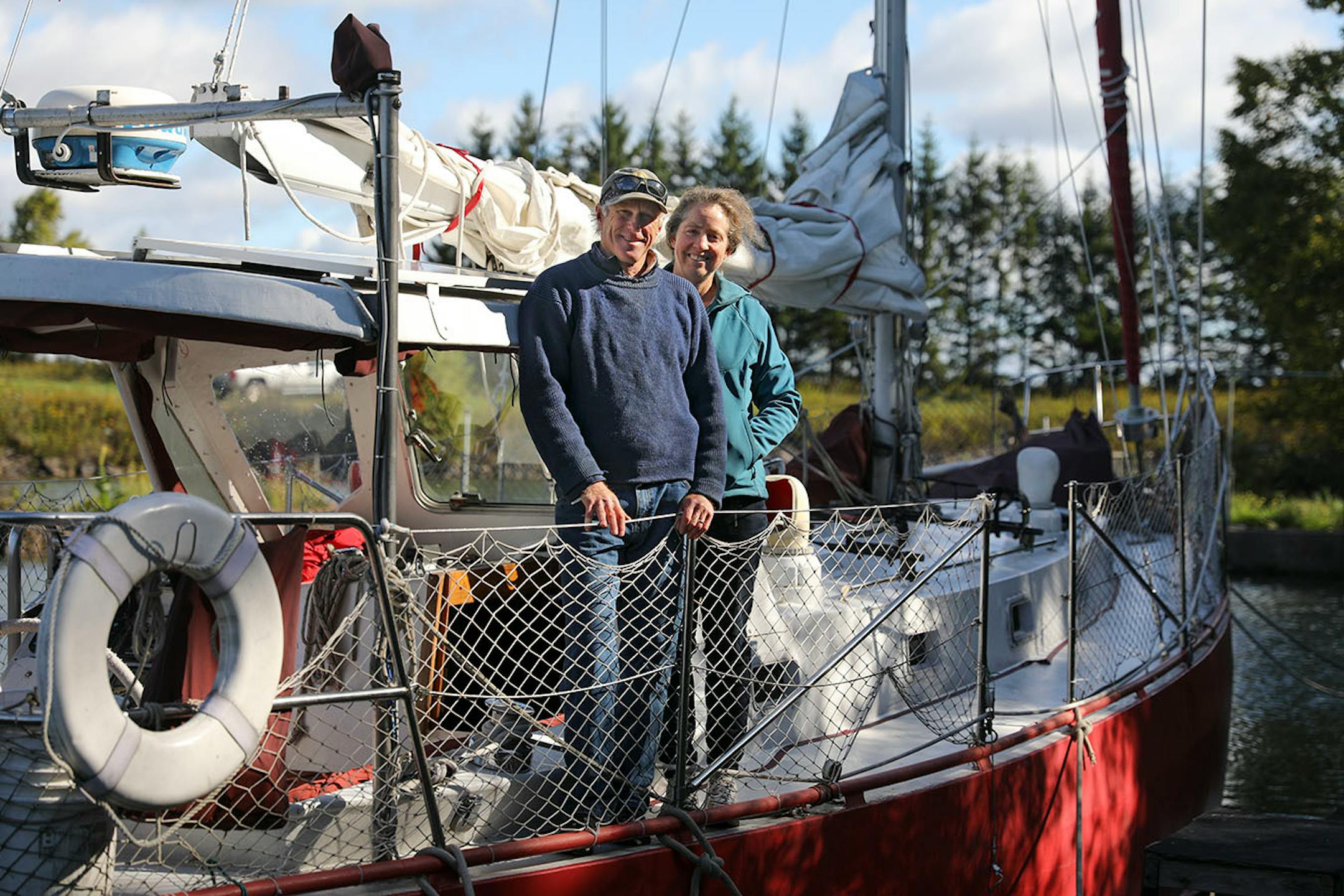 Mark and Katya Gordon sail Amicus out of Knife River.