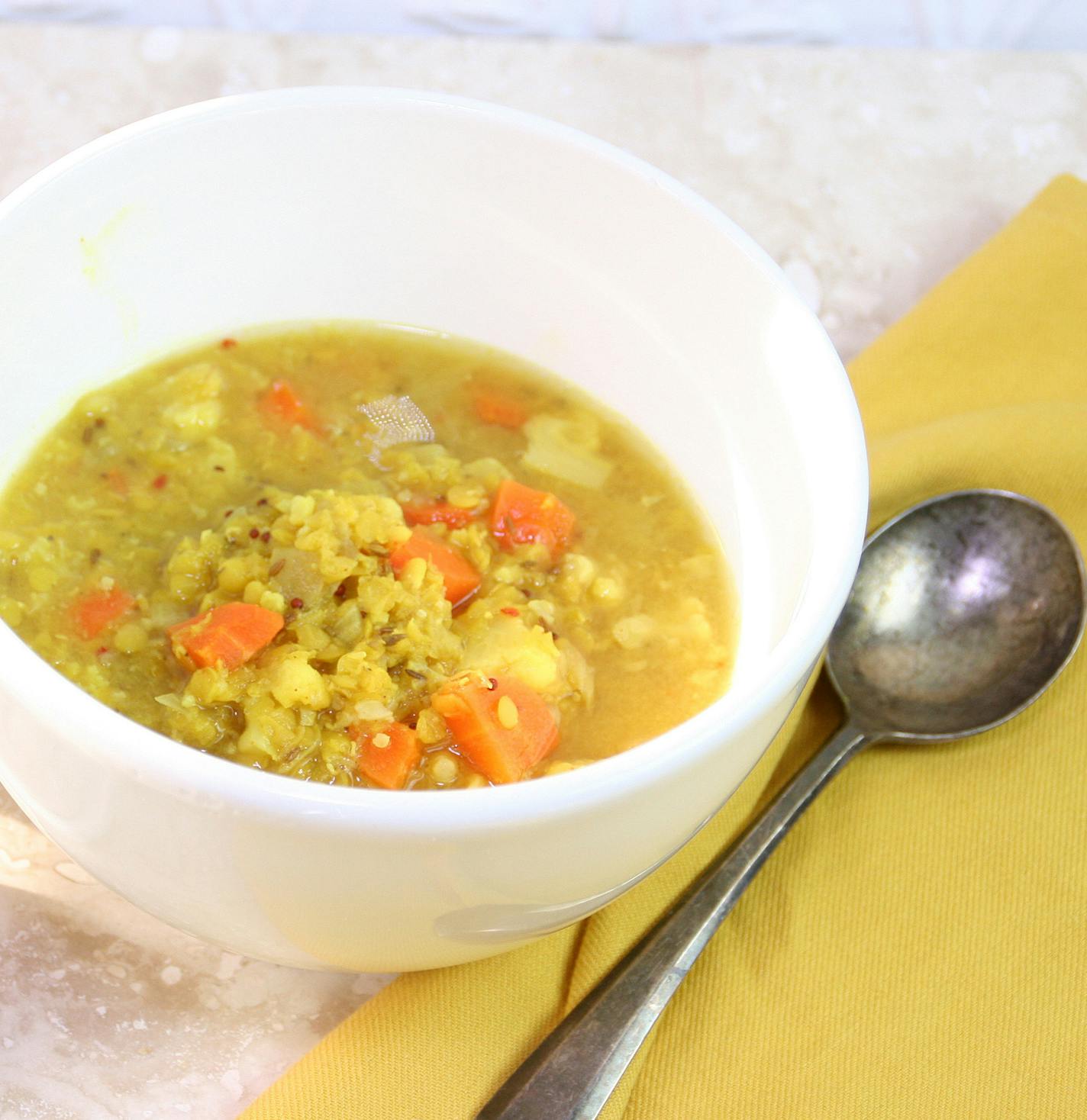 Red Lentil Dal with Coriander-Pear Raita