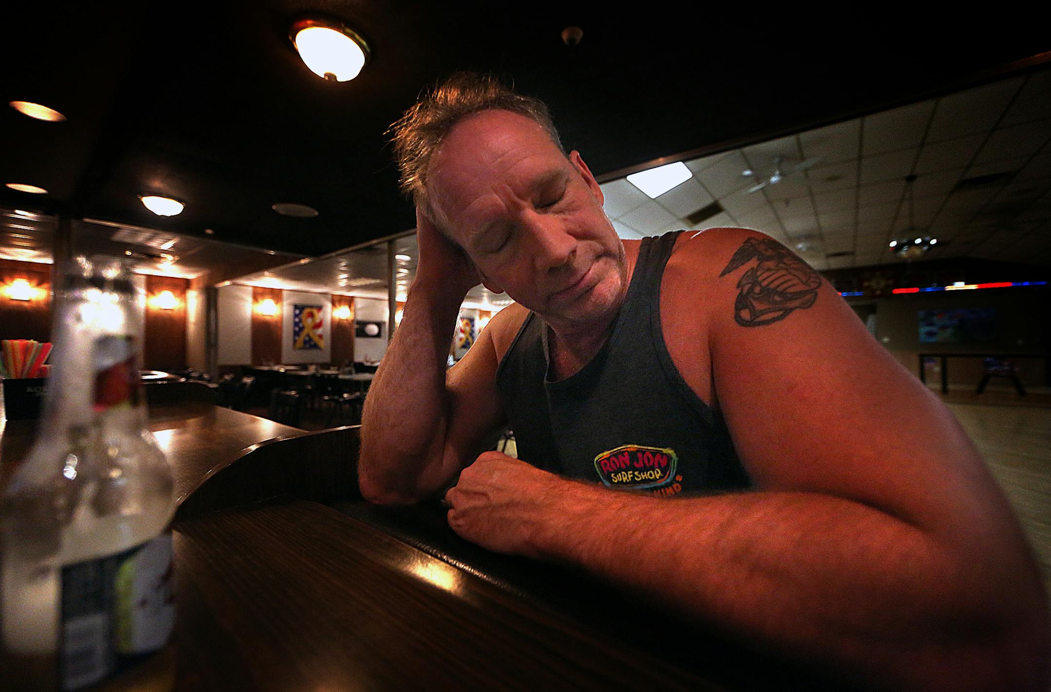 Robert Herubin served with the Marines during first Gulf War. Herubin visited friends at VFW Post 6208 on Main Ave. SE in Prior Lake. ] JIM GEHRZ ï james.gehrz@startribune.com / Minneapolis, MN / June 20, 2015 / 7:00 PM ñ BACKGROUND INFORMATION: FOR SATURDAY NIGHT PROJECT - a) Three chefs at The Strip Club Meat & Fish restaurant in St. Paul spent a busy Saturday night preparing meals for patrons. The chefs are: Tom Roberts, Kodi Satra (white top) and Kenzie Edinger (black top). b) Vete