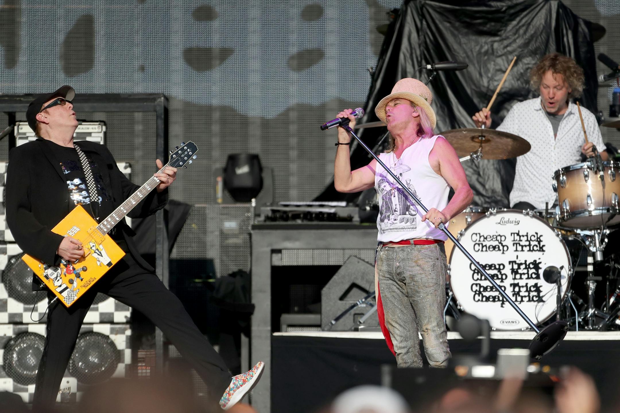Cheap Trick, including Robin Zander on vocals and Rick Nielsen on lead guitar, performed Friday, July 27, 2018, at Target Field in Minneapolis, MN.