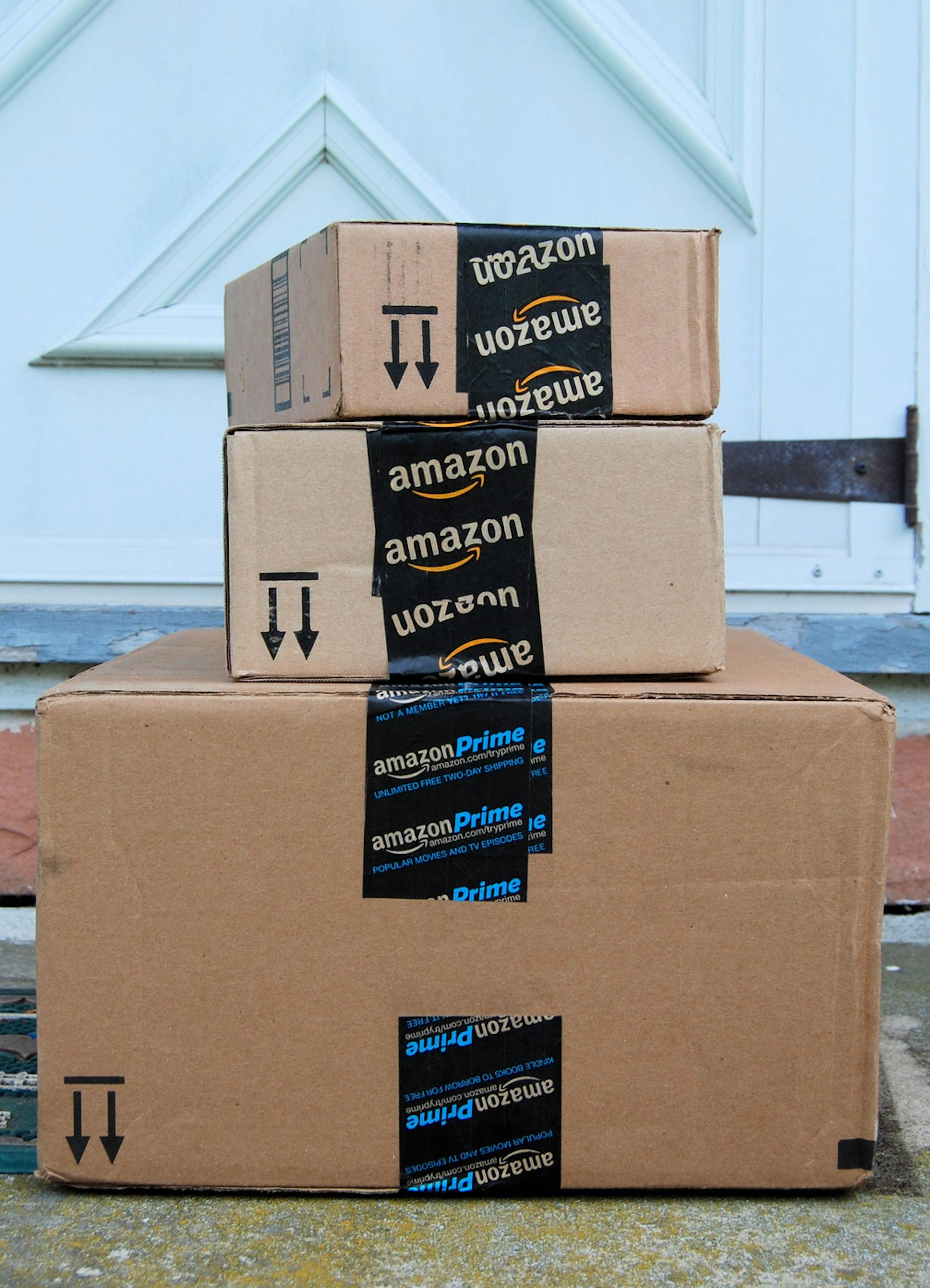 Hagerstown, MD, USA - June 2, 2014: Image of an Amazon packages. Amazon is an online company and is the largest retailer in the world.