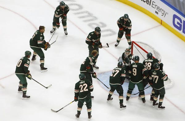 It's a good bet that not all of these Wild players, warming up before a playoff game with Vancouver last week, will be with the team next season.